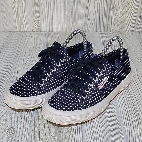 Superga Navy Polka Dot Sneakers - Picture 10 of 11